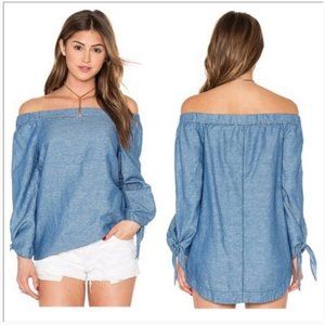 Free People Show Some Shoulder Chambray Top tunic - Blue - Size S